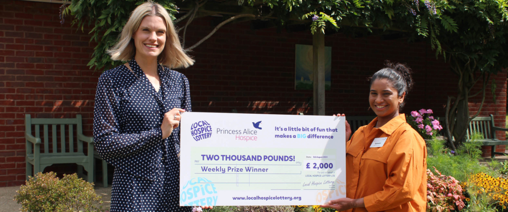 Princess Alice Hospice welcomes their £2,000 winner!